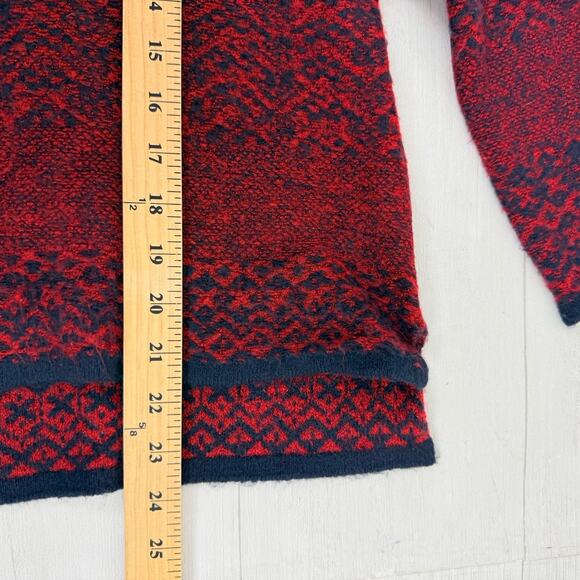 Habitat Mock Neck Sweater Womens Small Red Fair Isle Cozy Knit Pullover Holiday - Picture 13 of 14